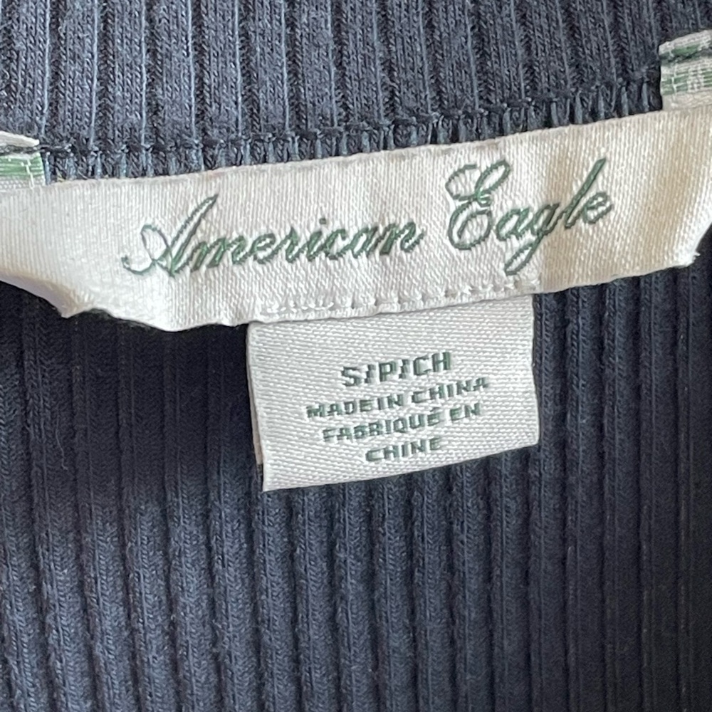 American Eagle Ruched Knit Button-Front Mini Dress - Picture 4 of 4
